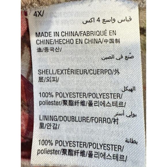 INC Peplum Faux Wrap Top Women's Size 4X Chiffon Floral Snake Mixed Print Sheer - Picture 6 of 11